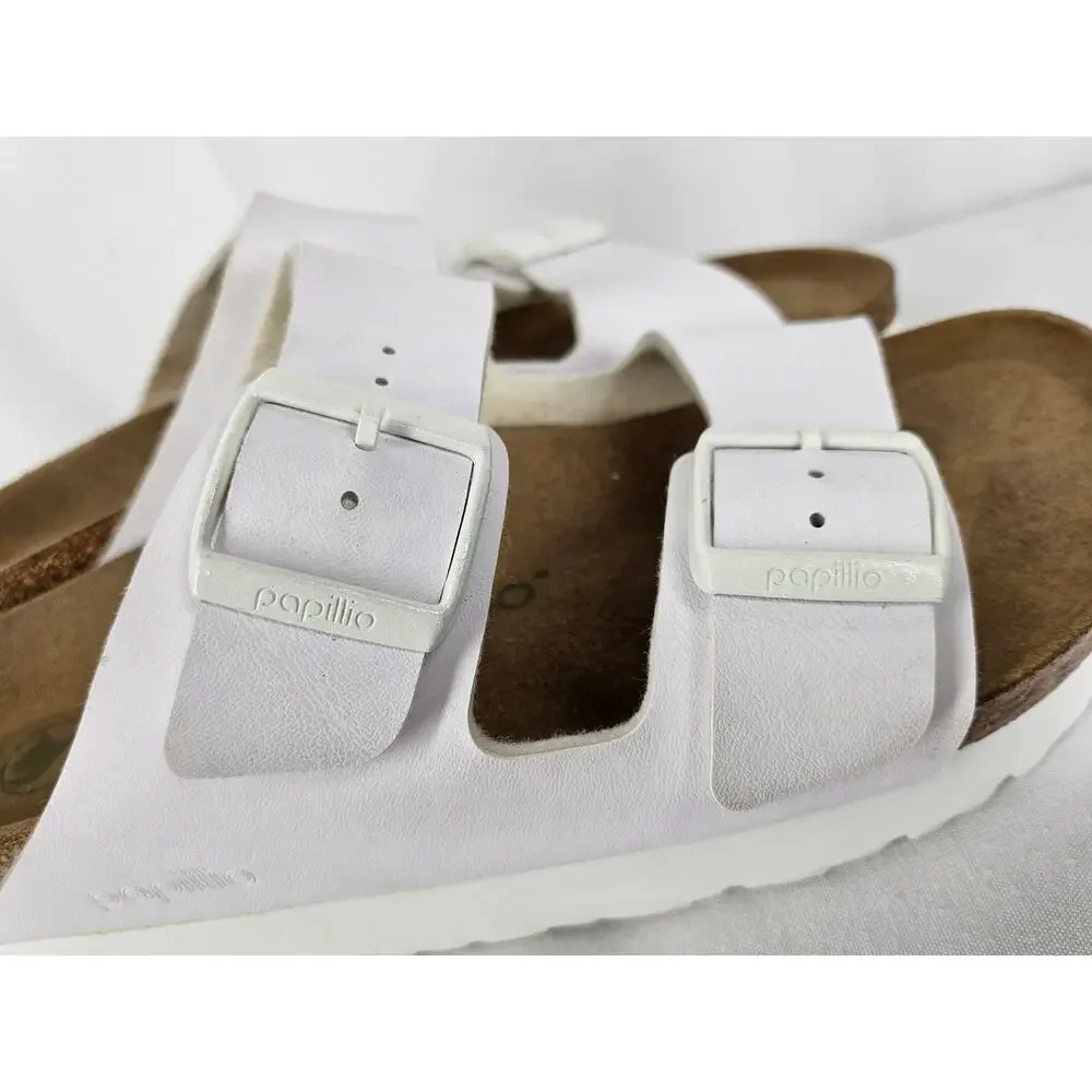 PAPILLIO BY BIRKENSTOCK UNISEX VEGAN WHITE BUCKLE SANDALS – SIZE 41 / L10 M8